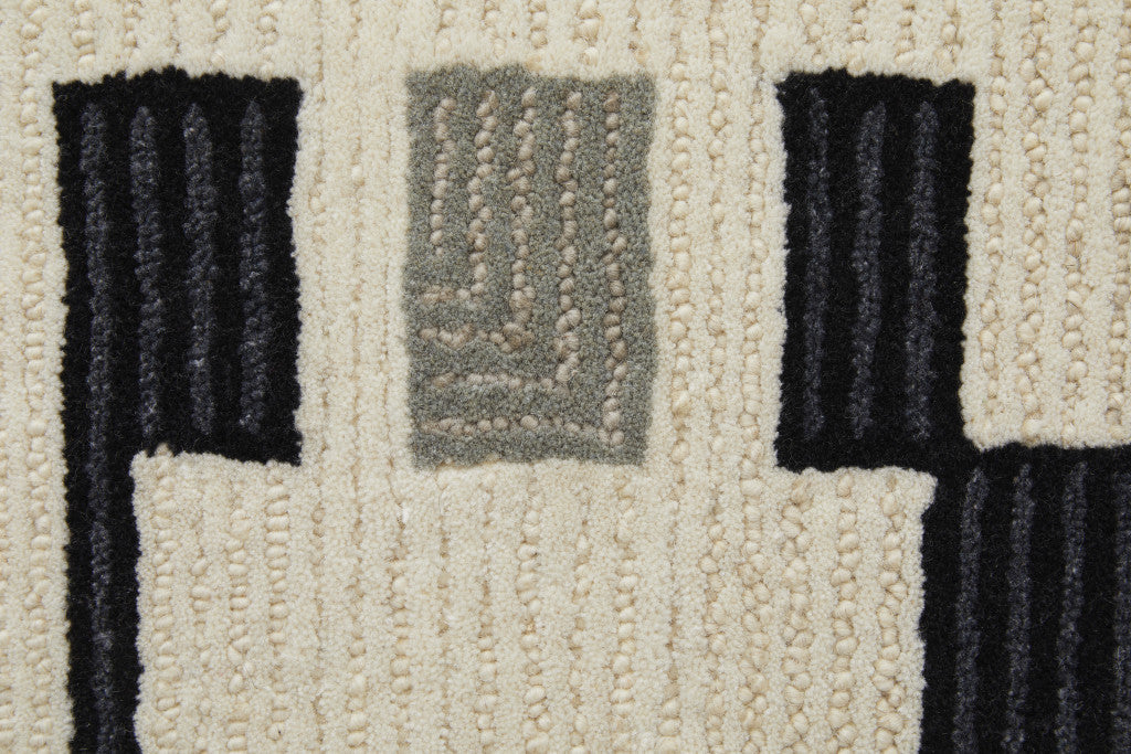 12 x 15 Ivory & Taupe Wool Tufted Handmade Rug