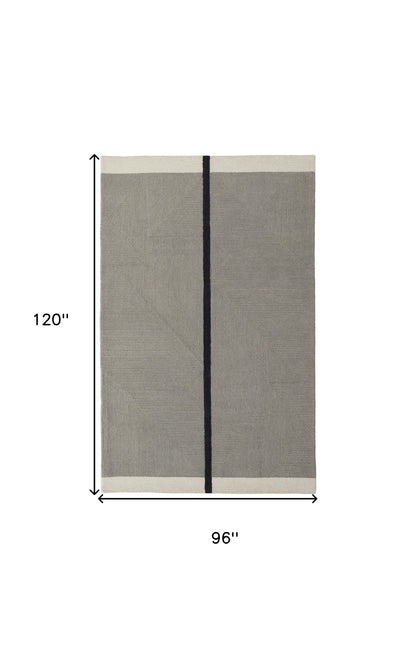 8 x 10 Black & Gray Wool Geometric Hand Tufted Rug