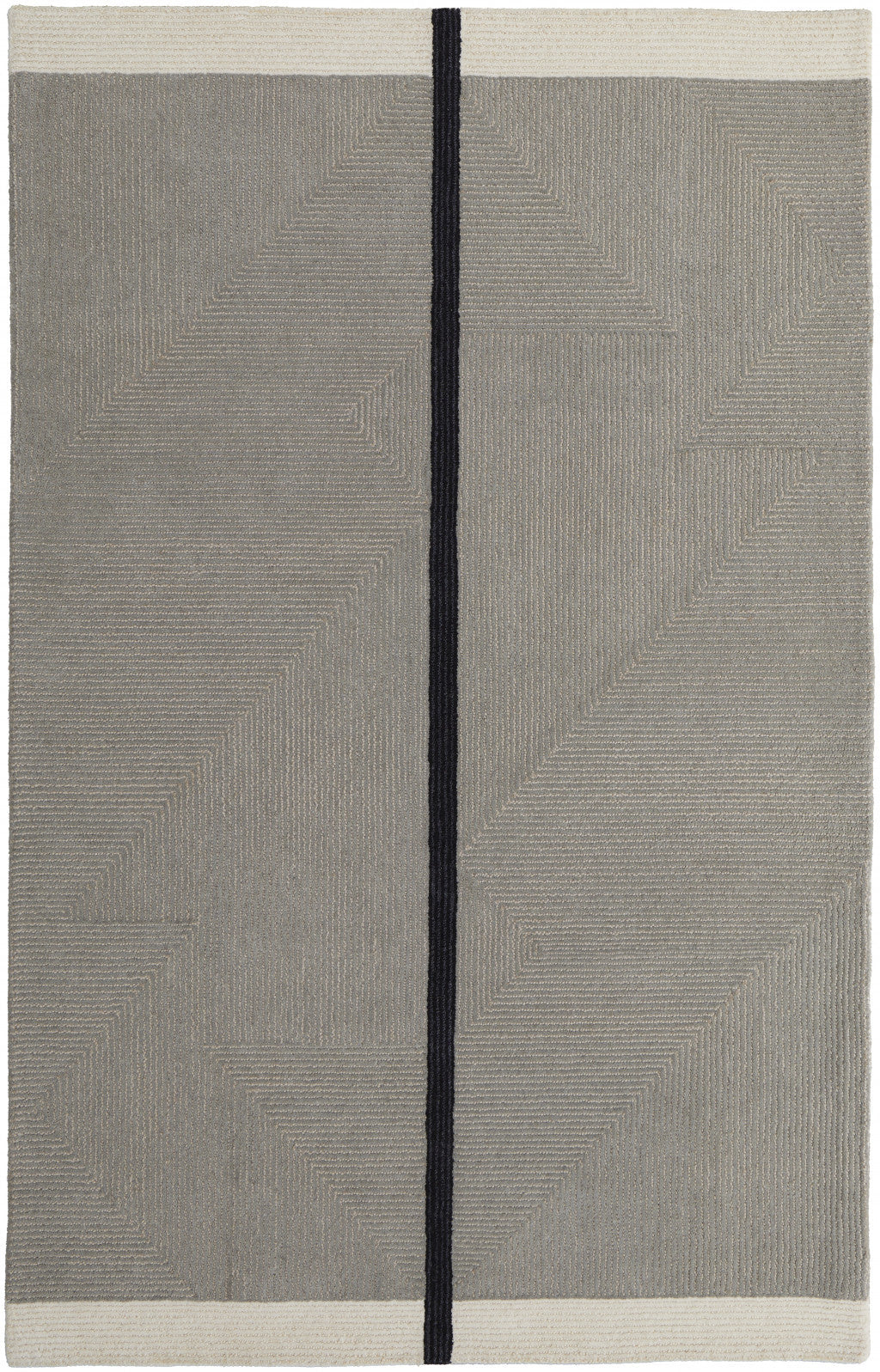 8 x 10 Black & Gray Wool Geometric Hand Tufted Rug