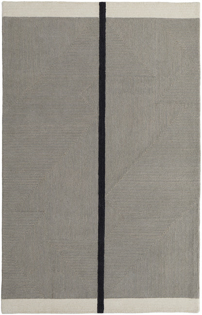 8 x 10 Black & Gray Wool Geometric Hand Tufted Rug
