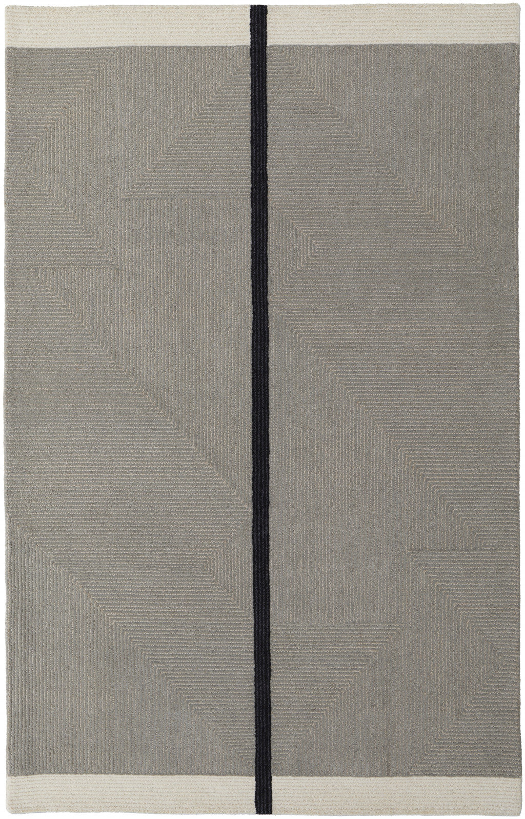 9 x 12 Black & Gray Wool Geometric Hand Tufted Rug