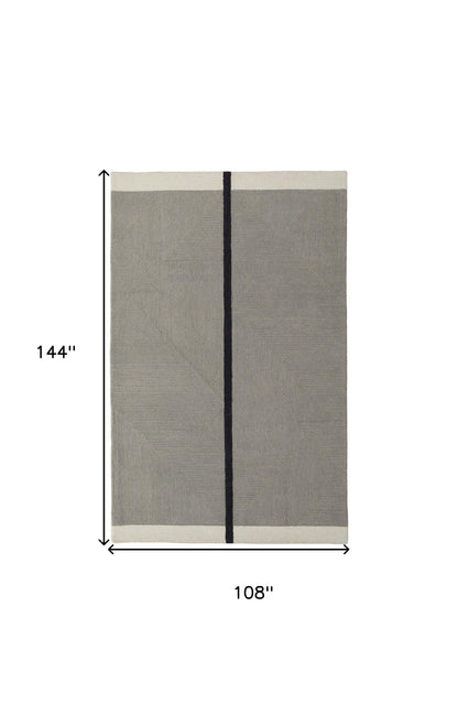 9 x 12 Black & Gray Wool Geometric Hand Tufted Rug