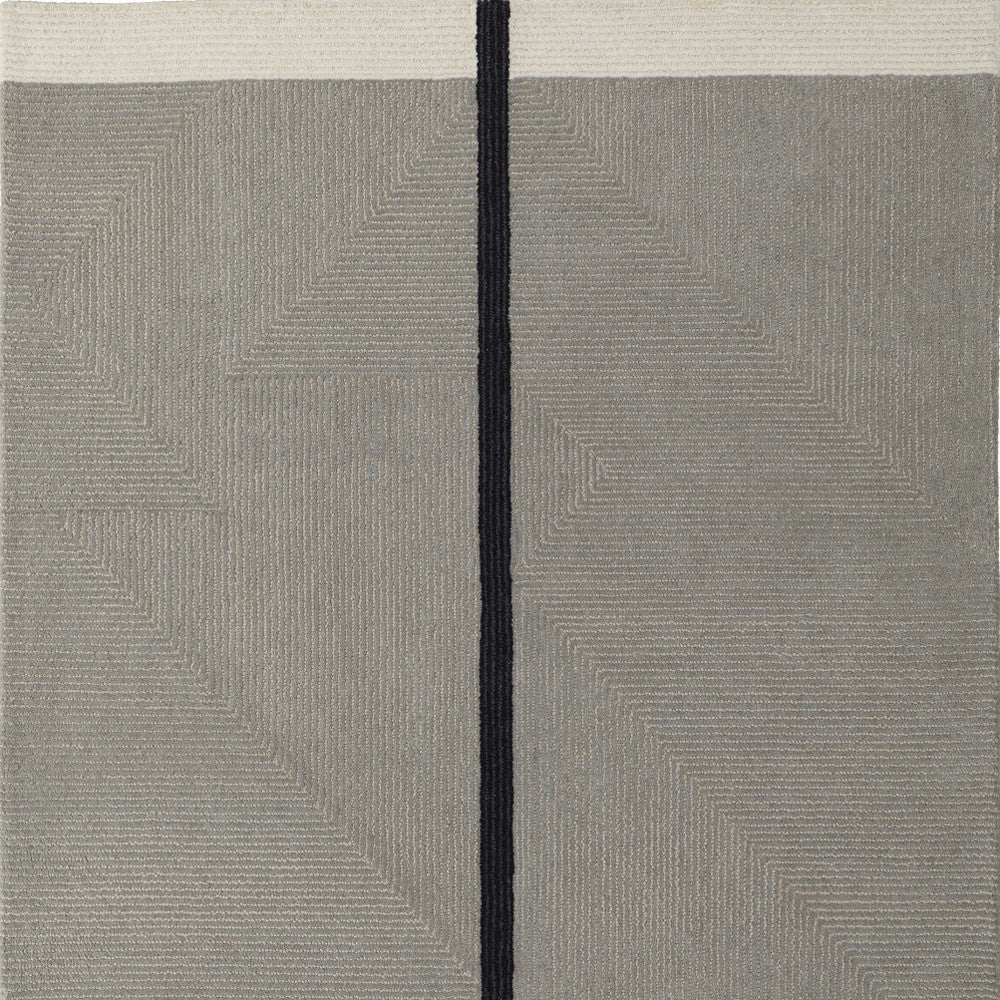 9 x 12 Black & Gray Wool Geometric Hand Tufted Rug