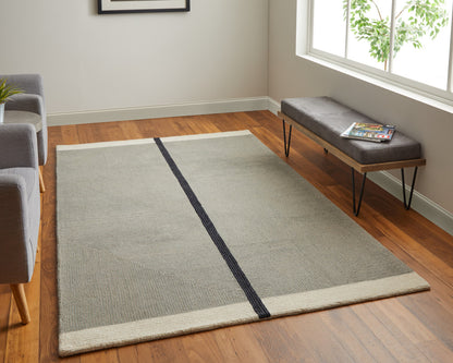 9 x 12 Black & Gray Wool Geometric Hand Tufted Rug