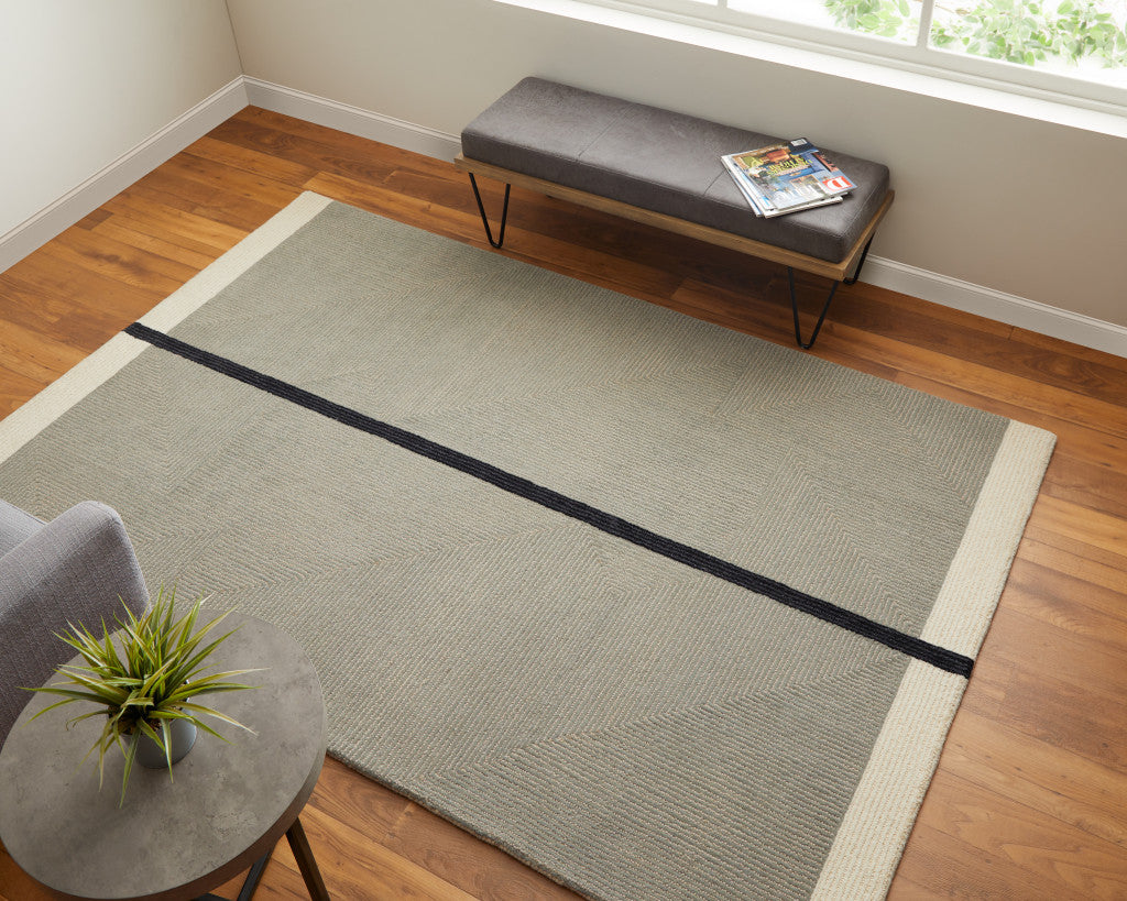 9 x 12 Black & Gray Wool Geometric Hand Tufted Rug