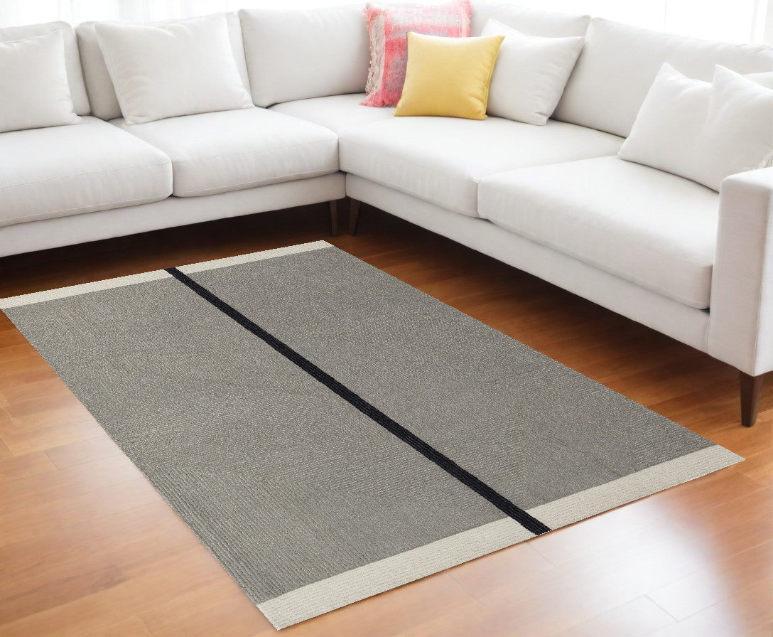 9 x 12 Black & Gray Wool Geometric Hand Tufted Rug