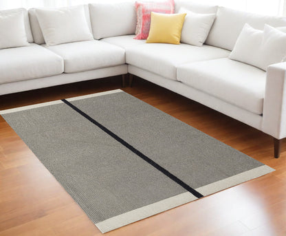 9 x 12 Black & Gray Wool Geometric Hand Tufted Rug
