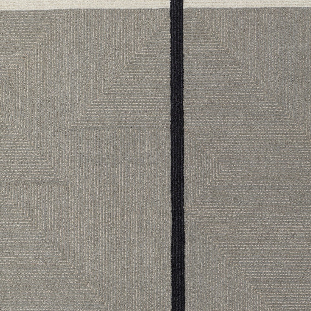 12 x 15 Black & Gray Wool Geometric Hand Tufted Rug