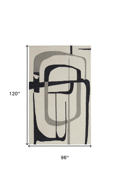 8 x 10 Gray & Ivory Wool Hand Tufted Rug