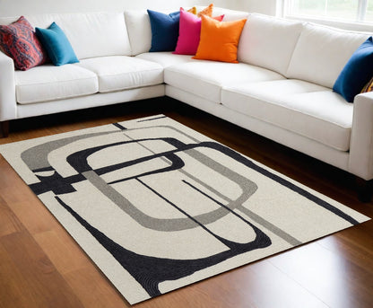 9 x 12 Gray & Ivory Wool Hand Tufted Rug