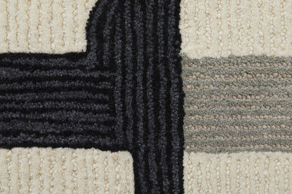 9 x 12 Gray & Ivory Wool Hand Tufted Rug