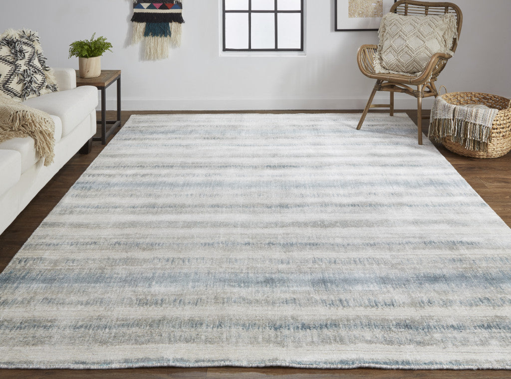 9 x 12 Gray Blue & Green Hand Woven Rug