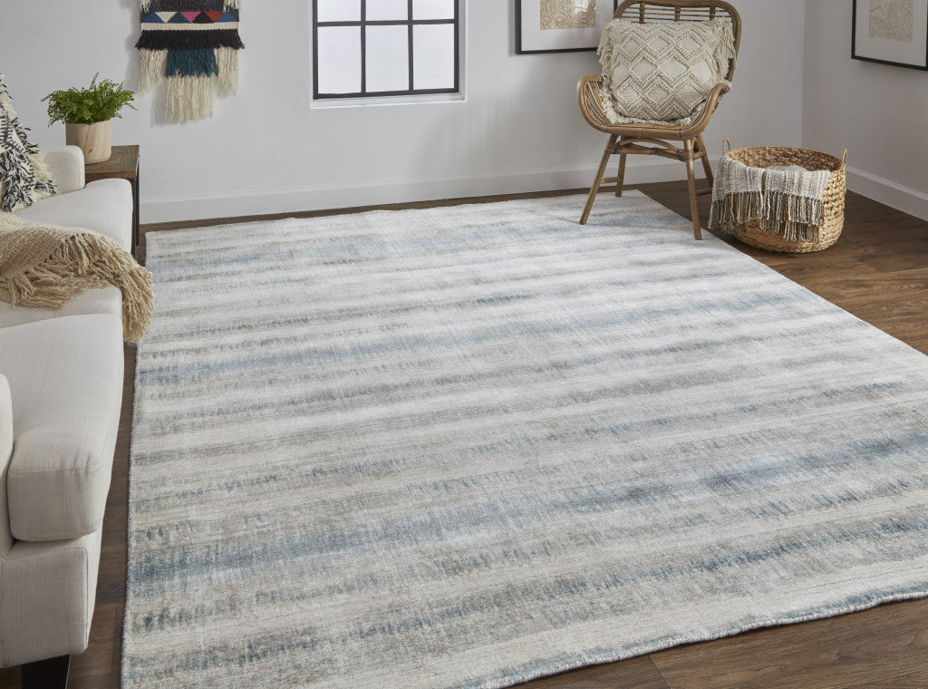 9 x 12 Gray Blue & Green Hand Woven Rug