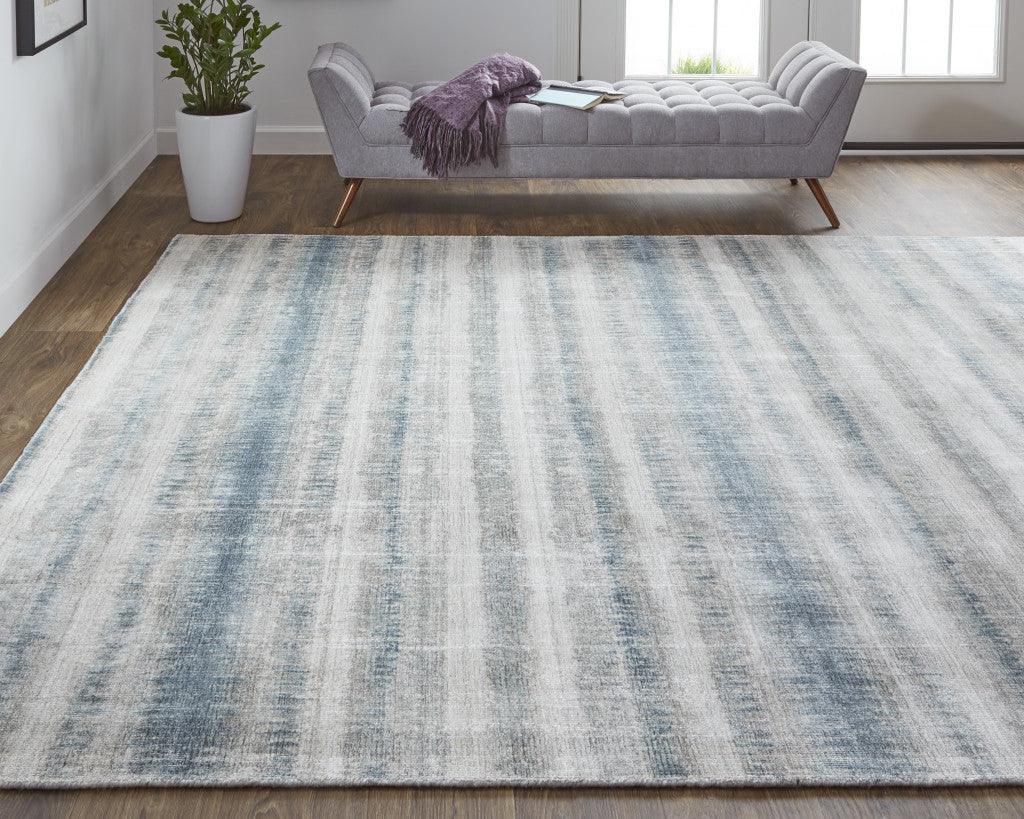 9 x 12 Gray Blue & Green Hand Woven Rug