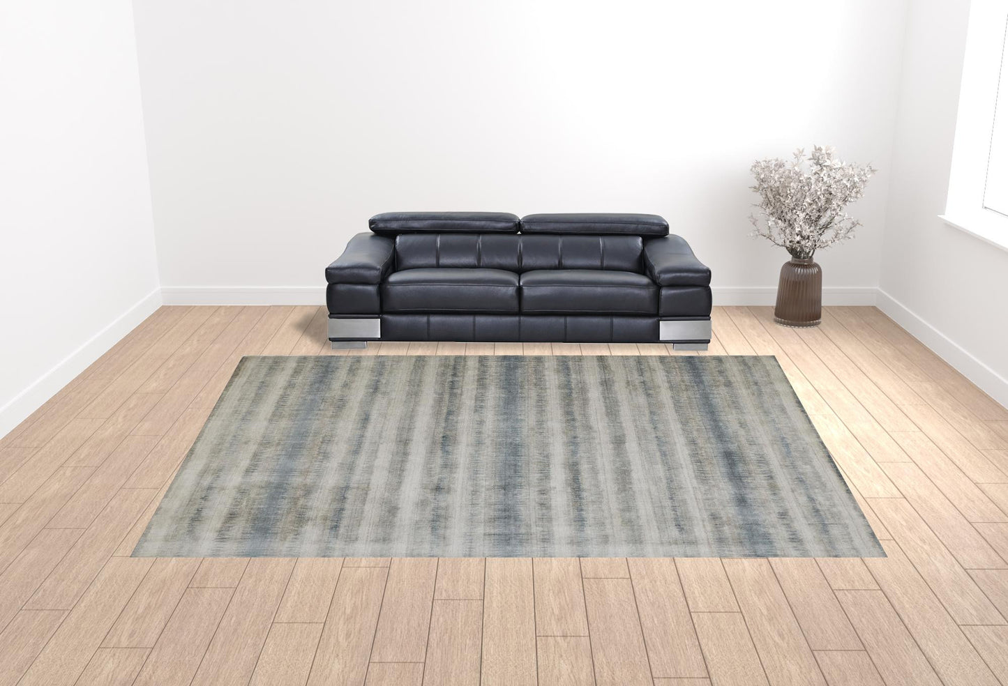 12 x 15 Gray Blue & Green Hand Woven Rug