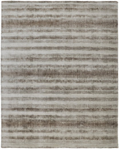 9 x 12 Tan Ivory & Brown Hand Woven Rug