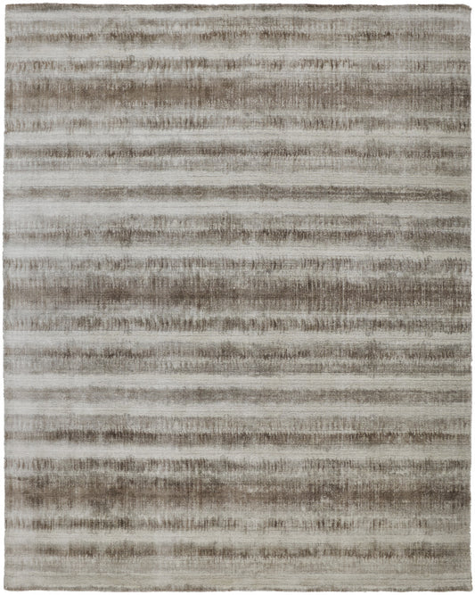 9 x 12 Tan Ivory & Brown Hand Woven Rug