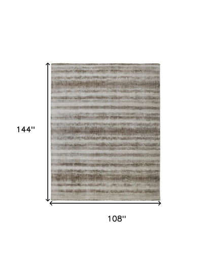 9 x 12 Tan Ivory & Brown Hand Woven Rug