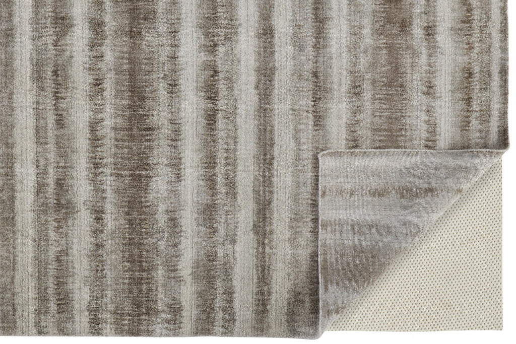 9 x 12 Tan Ivory & Brown Hand Woven Rug