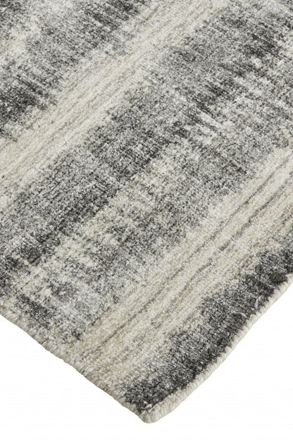 8 x 10 Gray Ivory & Black Hand Woven Rug