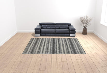 9 x 12 Gray Ivory & Black Hand Woven Rug