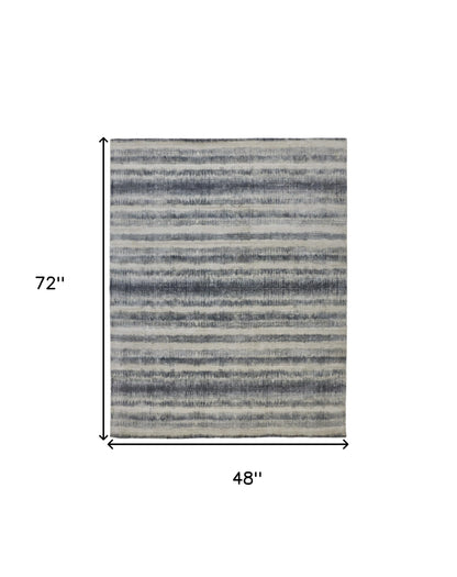 4 x 6 Ivory & Blue Hand Woven Rug