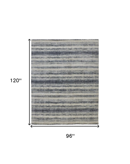 8 x 10 Ivory & Blue Hand Woven Rug