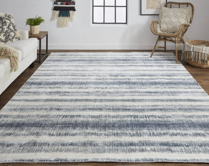 9 x 12 Ivory & Blue Hand Woven Rug