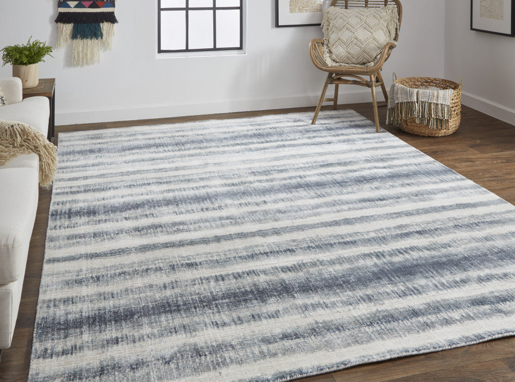 9 x 12 Ivory & Blue Hand Woven Rug
