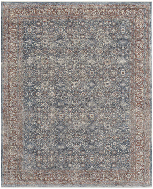 10 x 13 Blue & Red Floral Power Loom Stain Resistant Rug