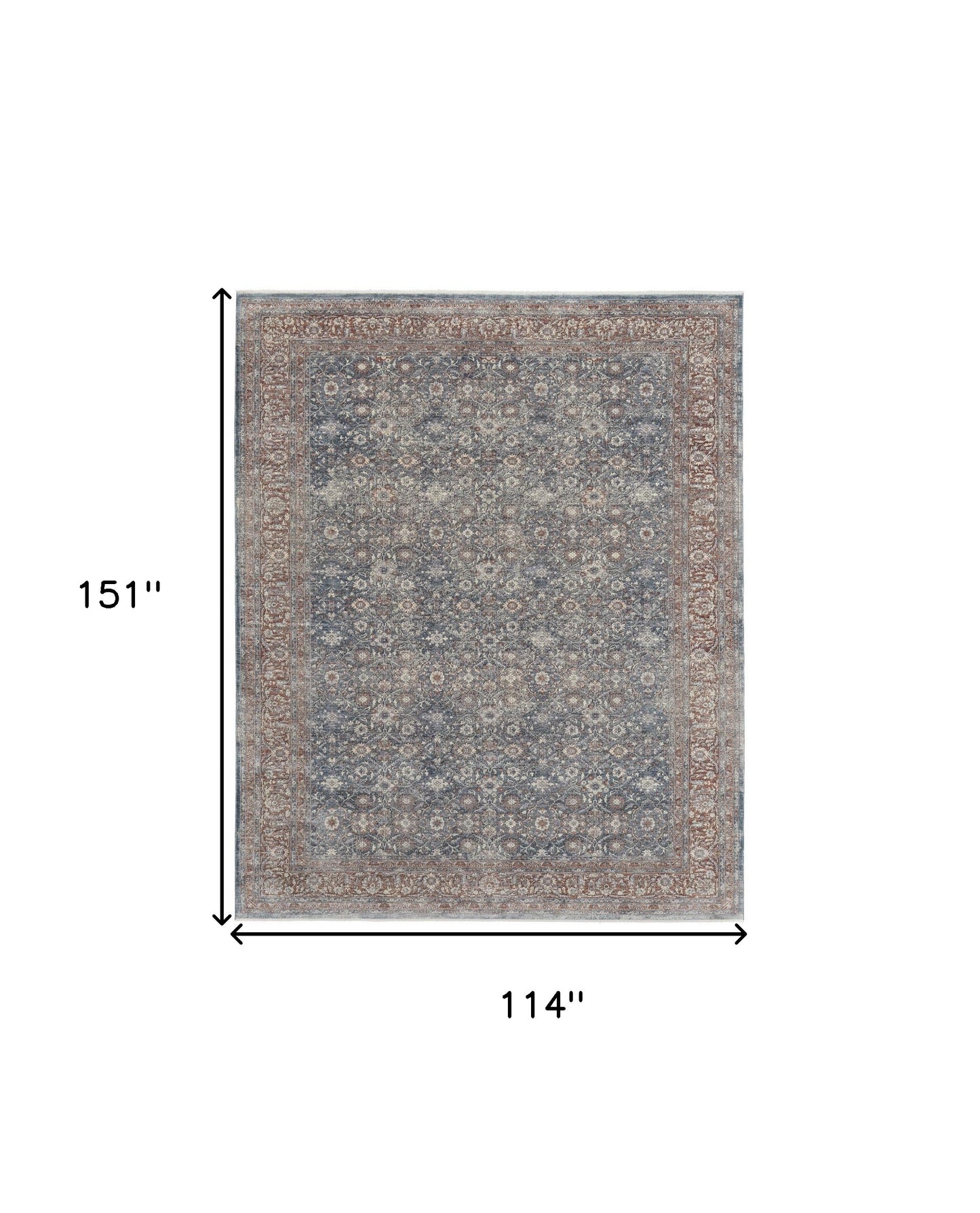 10 x 13 Blue & Red Floral Power Loom Stain Resistant Rug