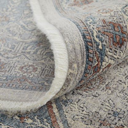 10 x 13 Blue & Ivory Floral Power Loom Stain Resistant Rug