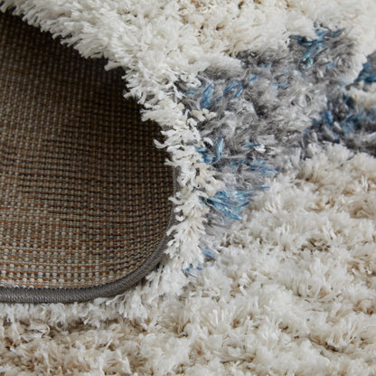 8 x 10 Ivory Gray & Blue Chevron Power Loom Stain Resistant Rug