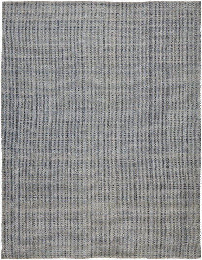 8 x 10 Gray Ivory & Blue Hand Woven Rug