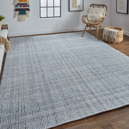 8 x 10 Gray Ivory & Blue Hand Woven Rug