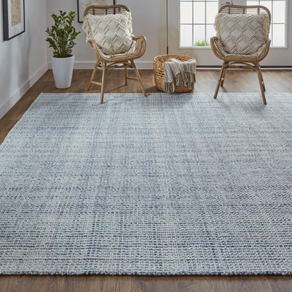 8 x 10 Gray Ivory & Blue Hand Woven Rug