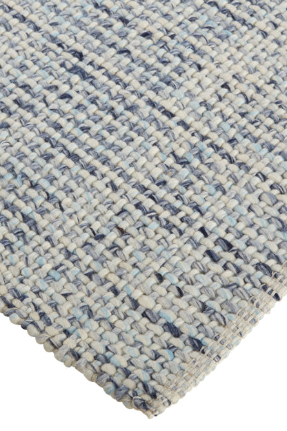 8 x 10 Gray Ivory & Blue Hand Woven Rug