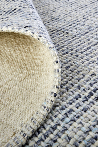 8 x 10 Gray Ivory & Blue Hand Woven Rug