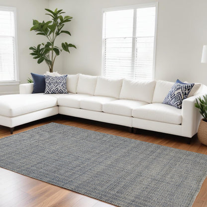 9 x 12 Tan & Blue Hand Woven Rug