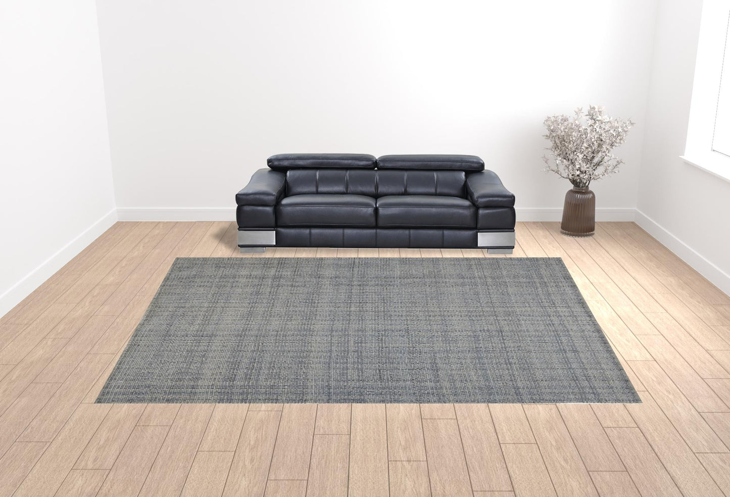 12 x 15 Gray Ivory & Blue Hand Woven Rug