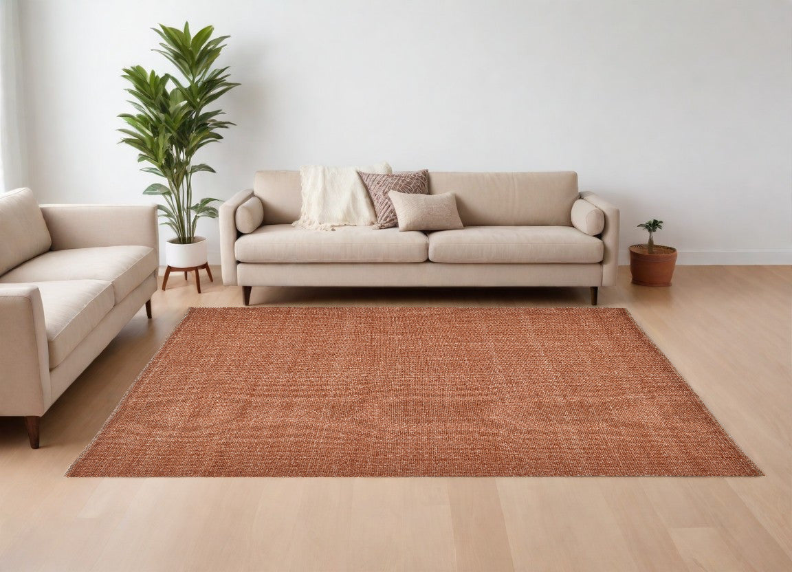 9 x 12 Orange Hand Woven Rug