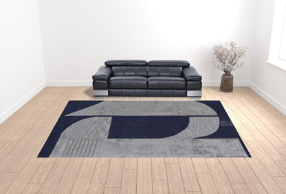 12 x 15 Blue & Silver Wool Geometric Tufted Handmade Rug