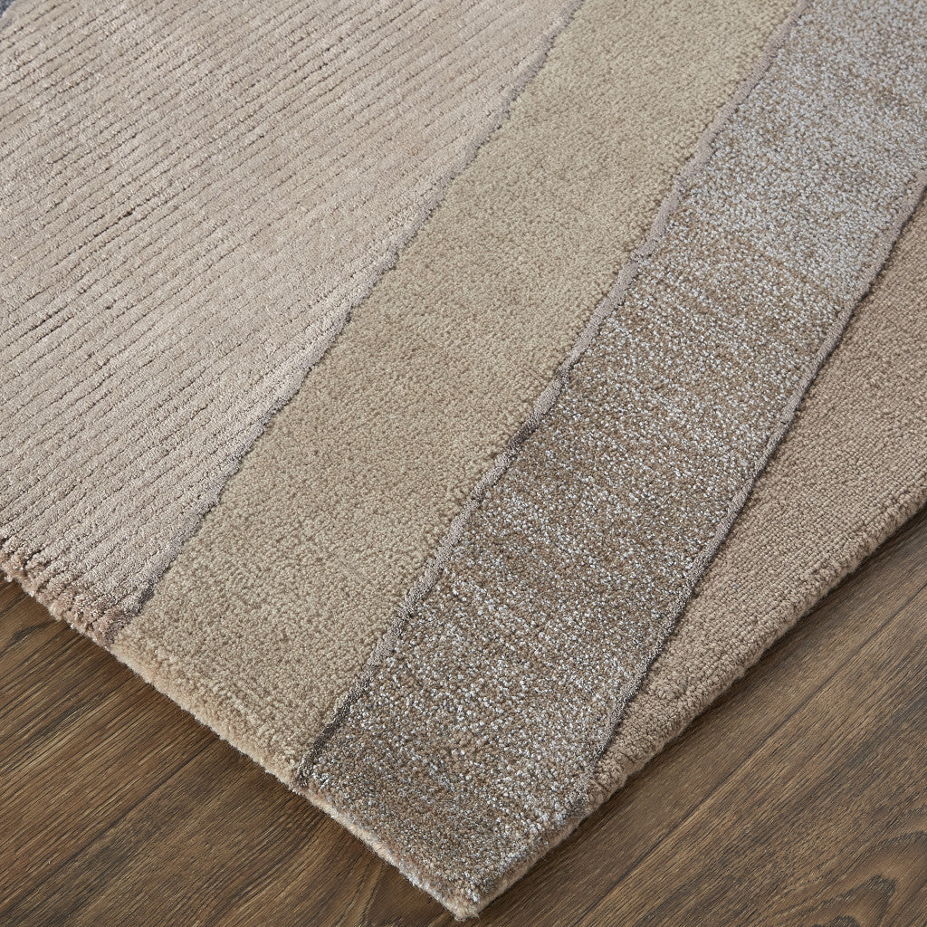 9 x 12 Tan Brown & Blue Wool Geometric Tufted Handmade Rug