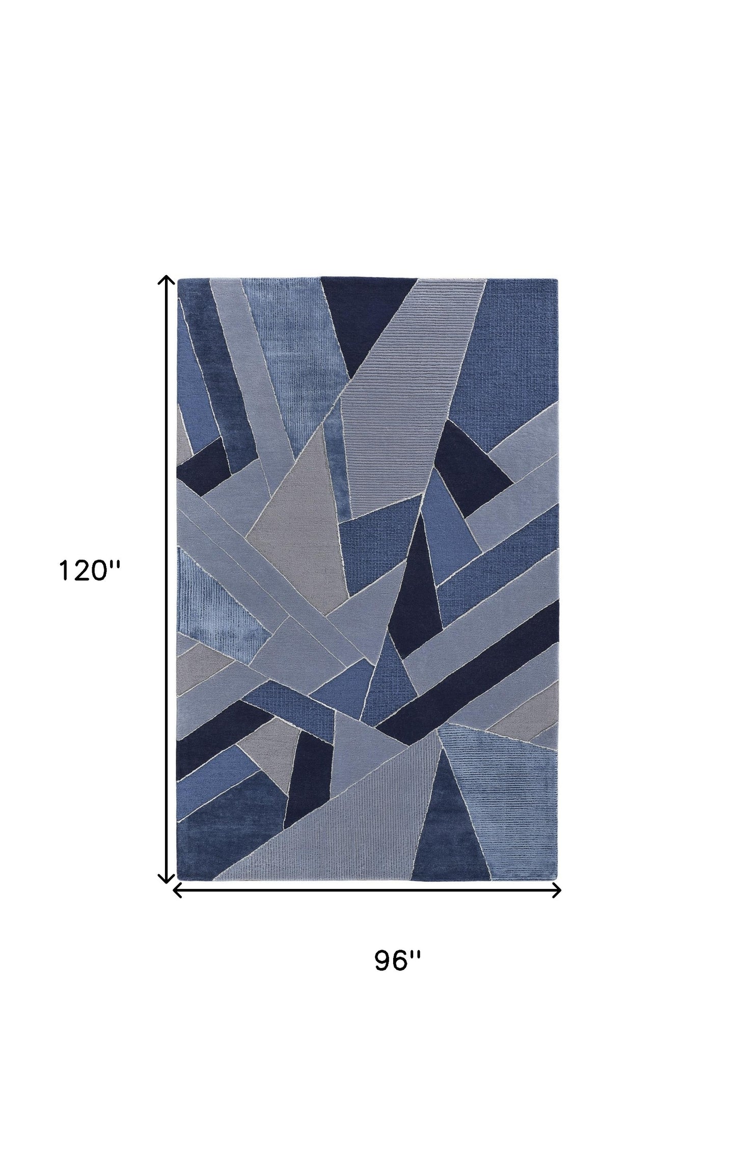 8 x 10 Blue & Silver Wool Geometric Tufted Handmade Rug