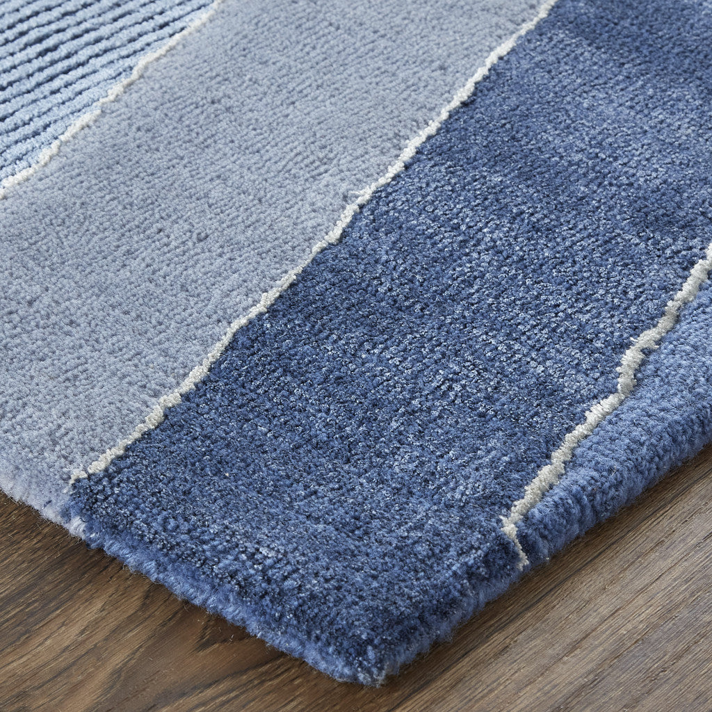 9 x 12 Blue & Silver Wool Geometric Tufted Handmade Rug
