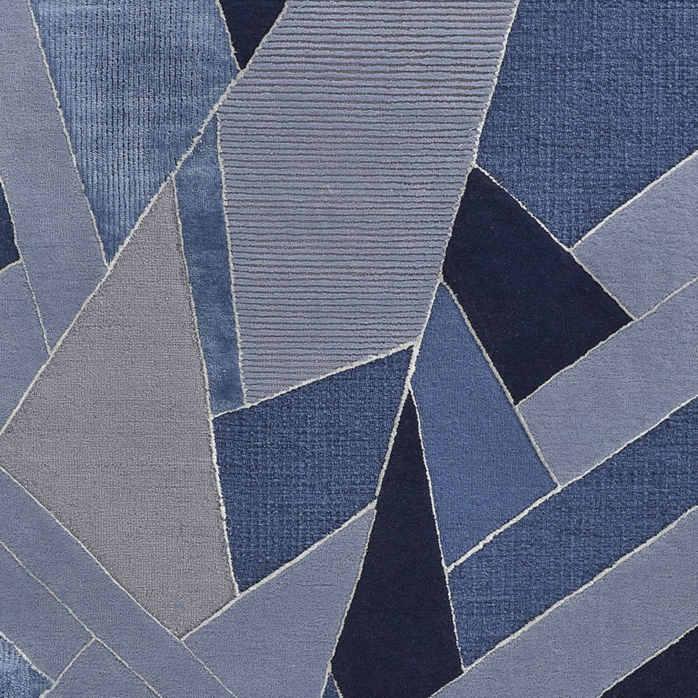 12 x 15 Blue & Silver Mosaic Hand Tufted Rug