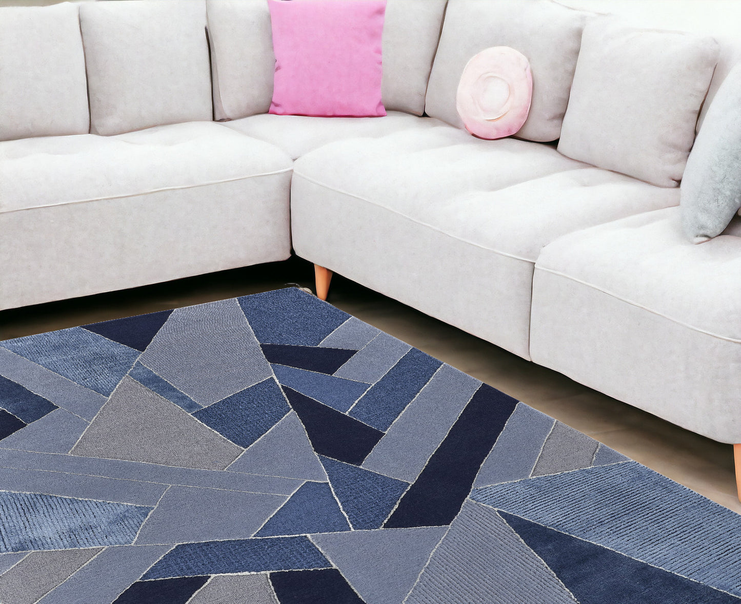 12 x 15 Blue & Silver Mosaic Hand Tufted Rug
