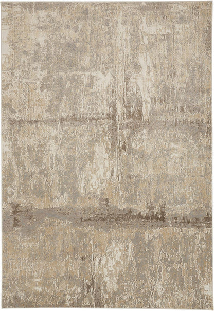 9 x 12 Tan Ivory & Brown Rug