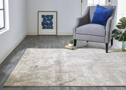 12 x 15 Tan Ivory & Brown Rug