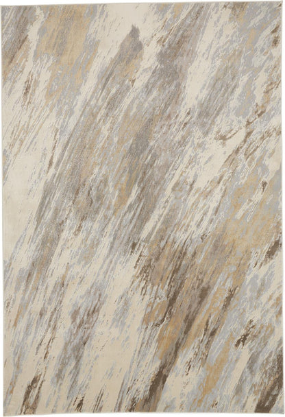 9 x 12 Ivory Tan & Brown Rug
